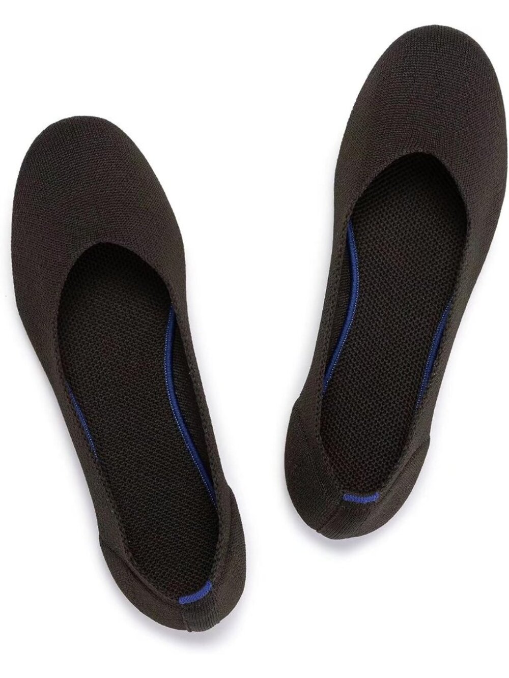 Women Bronze Knit Ballet Flat Shoes Knit Shoes Round Toe Slip On Ballerina Flats